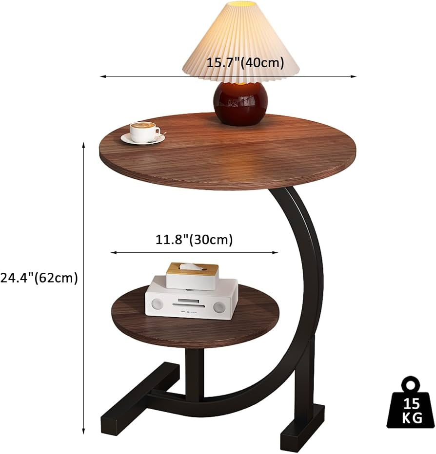 طاولة جانبية بتصميم زهرة مميز بطبقتين Table d’appoint moderne à double niveau avec étagère – Table basse pour salon et chambre