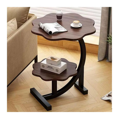 طاولة جانبية بتصميم زهرة مميز بطبقتين Table d’appoint moderne à double niveau avec étagère – Table basse pour salon et chambre
