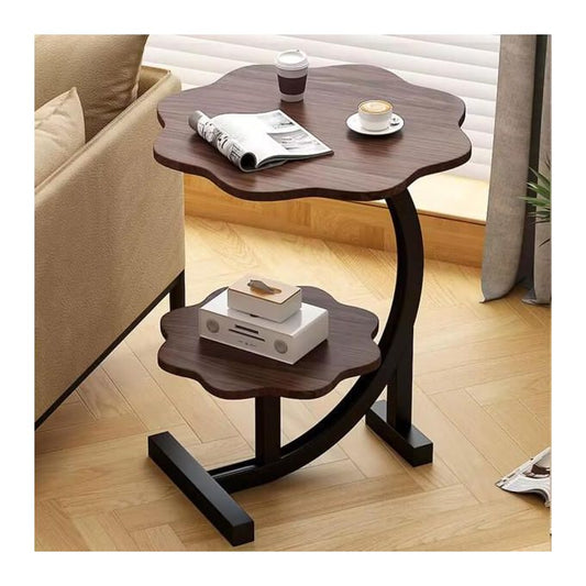 طاولة جانبية بتصميم زهرة مميز بطبقتين Table d’appoint moderne à double niveau avec étagère – Table basse pour salon et chambre