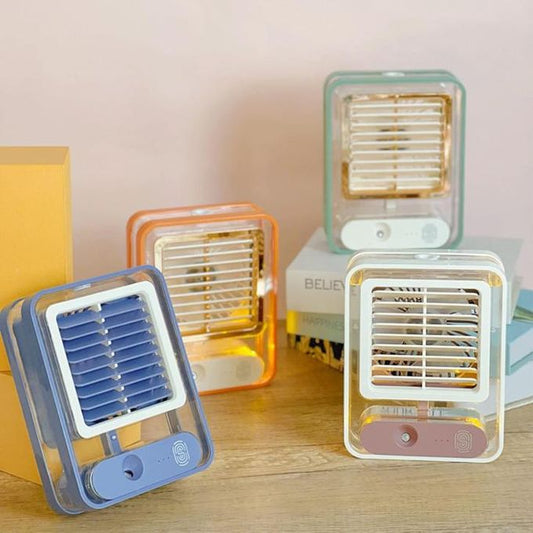 Mini Ventilateur - Portable - Rechargeable - Brumisateur - Lumière LED مروحة صغيرة - محمولة - قابلة لإعادة الشحن - مولدة للرذاذ - ضوء LED - (لون عشوائي)