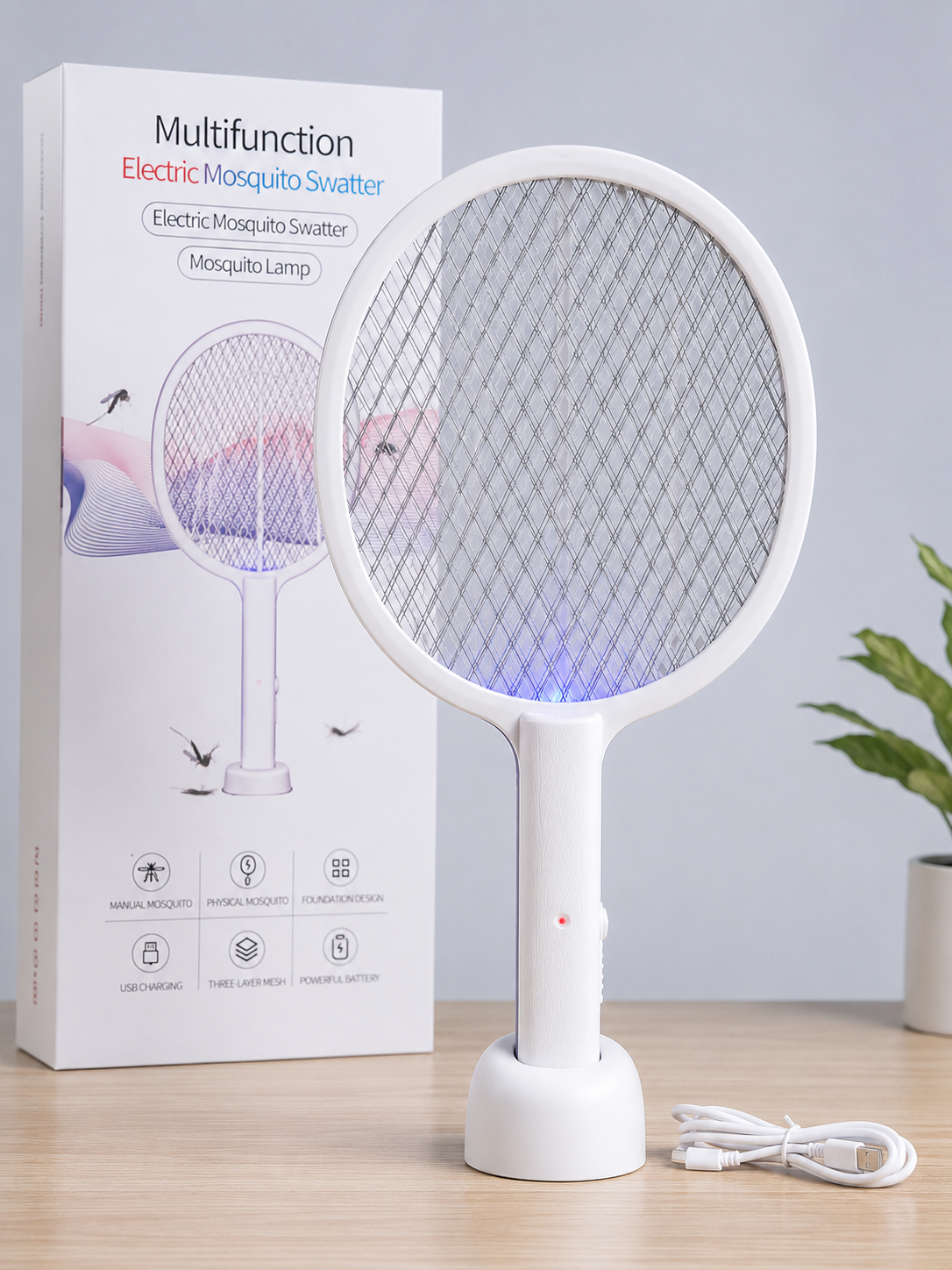 Raquette Anti-Moustique Électrique 2-en-1 longueur réglable مضرب الناموس