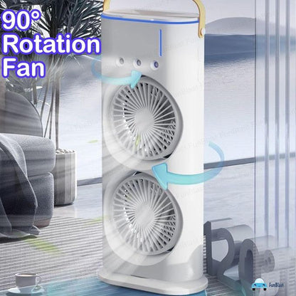 Mini Refroidisseur D’air Portable À Glaçons À 3 Vitesses avec LED intégré  مبرد هواء صغير محمول على شكل مكعبات ثلج بثلاث سرعات ومزود بإضاءة LED مدمجة.