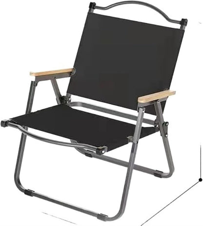 Chaise de Camping Pliable Ultra-Légère – Dossier Bas, Accoudoirs en Bois – Jardin, Plage, Pique-nique, Pêche, BBQ