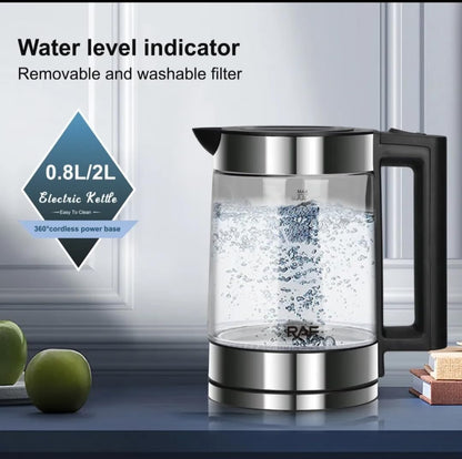 غلاية كهربائية مع ابريق شاي تركي |Bouilloire électrique en verre à eau intelligente plateau théière مجموعة فن الشاي القياسية الاوروبية سعة 1.8 لتر + 0.6 لتر، غلاية كهربائية عازلة للحرارة وصينية فنون الشاي من...