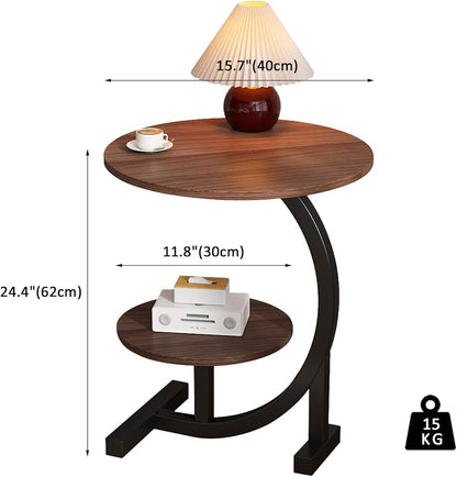 طاولة جانبية بتصميم زهرة مميز بطبقتين Table d’appoint moderne à double niveau avec étagère – Table basse pour salon et chambre