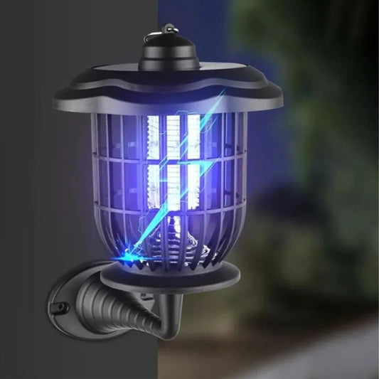 Lampe anti-moustique multifonctionnelle à énergie solaire 2-en-1 avec lumière attirant les moustiques مصباح قاتل البعوض يعمل بالطاقة الشمسية، مصباح LED و UV ثنائي الوظائف، مصيدة كهربائية للذباب والبعوض