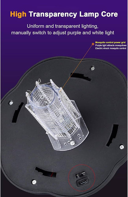 Lampe anti-moustique multifonctionnelle à énergie solaire 2-en-1 avec lumière attirant les moustiques مصباح قاتل البعوض يعمل بالطاقة الشمسية، مصباح LED و UV ثنائي الوظائف، مصيدة كهربائية للذباب والبعوض