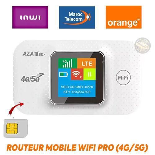 Modem routeur Mobile  ويفي محمول 5G / 4G LTE CAT6 WiFi 300Mbps avec carte SIM et écran 14h d'autonomie