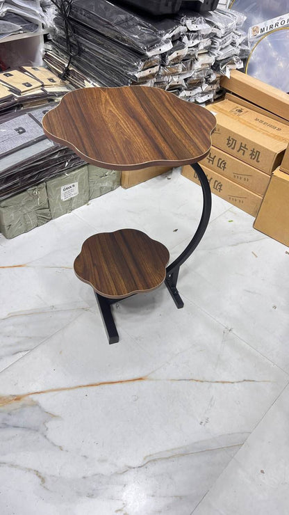 طاولة جانبية بتصميم زهرة مميز بطبقتين Table d’appoint moderne à double niveau avec étagère – Table basse pour salon et chambre