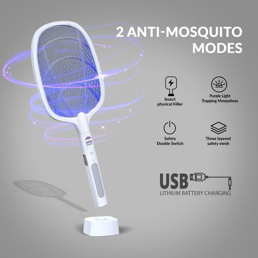 مصباح قاتل للبعوض قابل لإعادة الشحن عبر  منفذ USB، مضرب كهربائي قابل للطي لقتل البعوض، مضرب ذباب، مصباح طارد للحشرات raquette anti moustique