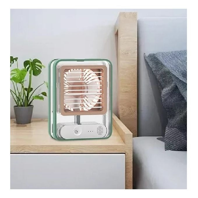 Mini Refroidisseur D’air Portable À Glaçons À 3 Vitesses avec LED intégré  مبرد هواء صغير محمول على شكل مكعبات ثلج بثلاث سرعات ومزود بإضاءة LED مدمجة.