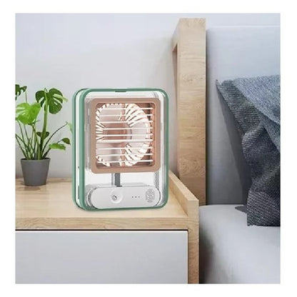 Mini Refroidisseur D’air Portable À Glaçons À 3 Vitesses avec LED intégré  مبرد هواء صغير محمول على شكل مكعبات ثلج بثلاث سرعات ومزود بإضاءة LED مدمجة.