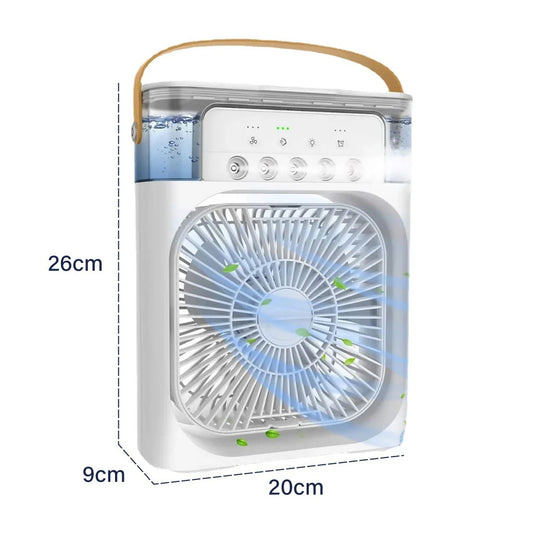 Mini Refroidisseur D’air Portable À Glaçons À 3 Vitesses avec LED intégré  مبرد هواء صغير محمول على شكل مكعبات ثلج بثلاث سرعات ومزود بإضاءة LED مدمجة.
