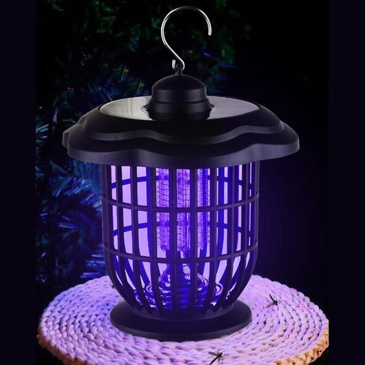 Lampe anti-moustique multifonctionnelle à énergie solaire 2-en-1 avec lumière attirant les moustiques مصباح قاتل البعوض يعمل بالطاقة الشمسية، مصباح LED و UV ثنائي الوظائف، مصيدة كهربائية للذباب والبعوض